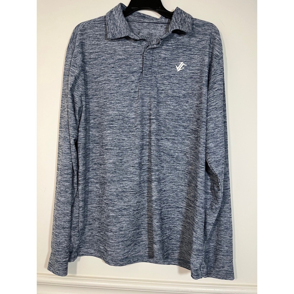 Jolt Gear JG Performance Stretch LARGE Golf Polo Long Sleeve Heathered Blue Navy